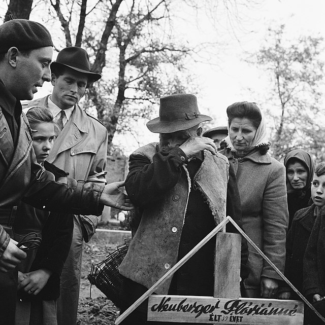 A mosonmagyaróvári sortűz egyik áldozatának temetésén. Fotó:  Jack Metzger, Wikimédia