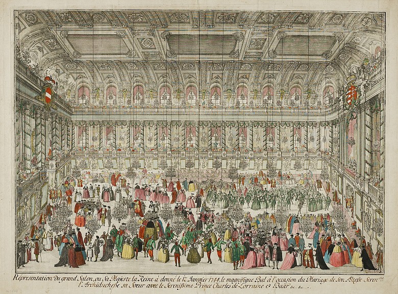 Udvari álarcosbál 1744-ben, forrás: habsburger.net